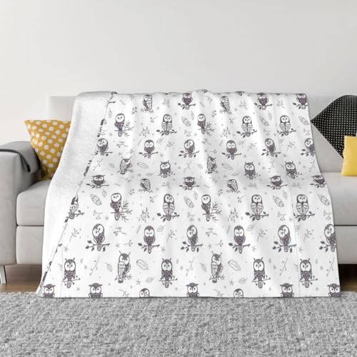 WURTON Flanell-Decke mit Eulen-Motiv, perfekt für Bett, Couch, Wohnzimmer zu allen Jahreszeiten, 101,6 x 76,2 cm von WURTON