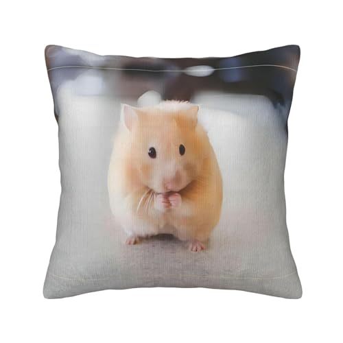 WURTON Kastanienbrauner Hamster-Druck, Cord-Kissenbezüge, vielseitige Sofakissenbezüge, Couch, Sofa, Heimdekoration von WURTON