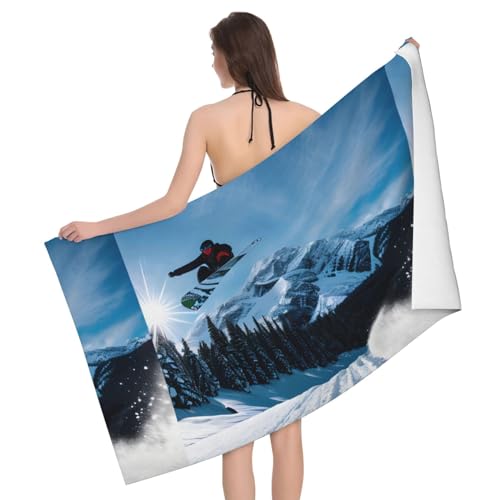 WURTON Snowboard-Strandtuch aus Mikrofaser für Schwimmbad, Camping, Picknick, Yoga, Fitnessstudio, Sport, schnell trocknend, 132,1 x 81,3 cm von WURTON