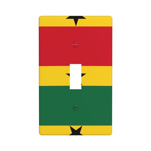 Wandplatte, Lichtschalter, Motiv: Flagge von Ghana, Kunststoff, Dekoration, Schrauben, Küche, Bad, Schlafzimmer von WURTON