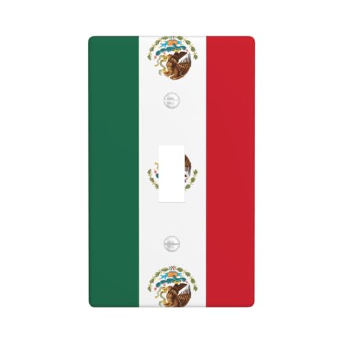 Wandplatte, Lichtschalter, Motiv: Flagge von Mexiko, Kunststoff, Dekoration, Schrauben, Küche, Bad, Schlafzimmer von WURTON