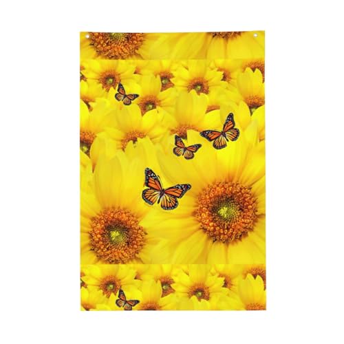 Wurton Gartenflagge mit gelben Blumen, Schmetterlinge, patriotische Dekoration, Militärgeschenke, 6 x 0,9 m, Terrassen, Veranden, Hinterhöfe von WURTON