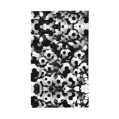 Wurton Schwarz-Weiß-Fußball-Muster mit Aufschrift "Welcome The Four Seasons", Gartenflagge, Hof, Außenbereich, Herbst-Outdoor-Wanddekoration, 90 x 152 cm von WURTON