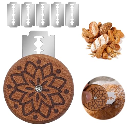 WUSANNA Bäckermesser 1 Stück Rundbrotmesser, Brotklinge Brot Einschneidemesser Rundbrotmesser Brot Ritzmesser mit 5 Rasierklinge für Diy-Brotmuster Backbegeisterte zum Schneiden von Kuchen Baguettes von WUSANNA
