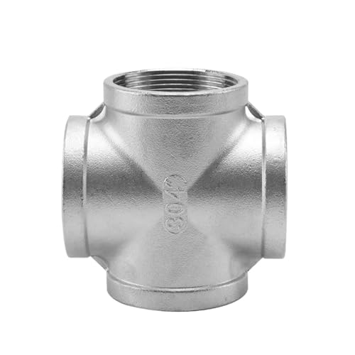 1 STÜCKE 304 Edelstahl DN8 10 15 DN20 25 32 40 50 1/2 "BSP Weiblich Außengewinde 4 Weg Gleich for Wasser Gas Und Öl Kreuz Rohr Armaturen(Female,1-1/2") von WUSHADEHANS