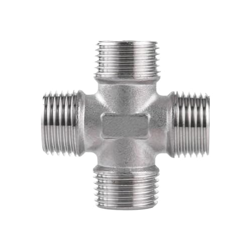 1 STÜCKE 304 Edelstahl DN8 10 15 DN20 25 32 40 50 1/2 "BSP Weiblich Außengewinde 4 Weg Gleich for Wasser Gas Und Öl Kreuz Rohr Armaturen(Male,3/4") von WUSHADEHANS