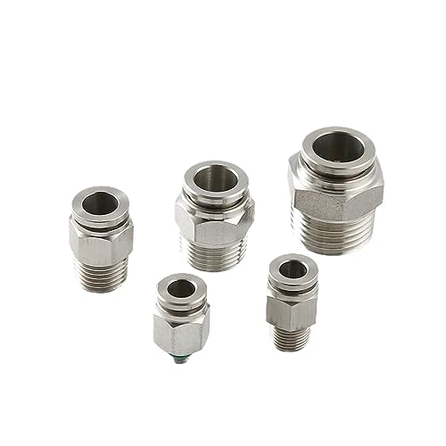 2 PCS 304 Edelstahl Pneumatische Schlauchverschraubung PC PCF PL PLF PB Luftschlauchverbinder 1/8 1/4 3/8 1/2 BSP Schnellverschluss-Rohrverschraubungen, Größe :(8-03 (8mm-3l8),PB) von WUSHADEHANS