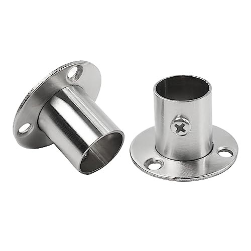 2 STÜCKE 19-25mm Edelstahl-Rohrhalterung Durchmesser Rohrstützflansch Sitz for Kleiderschrank Hängeschiene Stangenstangenbuchse Endhalter(22.5mm) von WUSHADEHANS