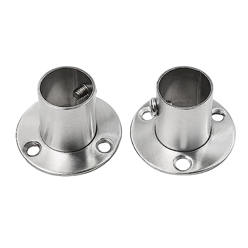 2 STÜCKE 19-25mm Edelstahl-Rohrhalterung Durchmesser Rohrstützflansch Sitz for Kleiderschrank Hängeschiene Stangenstangenbuchse Endhalter(26mm) von WUSHADEHANS