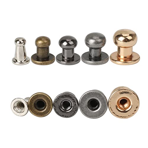 Chicago-Schrauben, Ledernieten, 5 stücke Runde Kopf Solide Messing Stud Spots Screwback Zurück Leder Schraube Nagel Niet Hardware Mithelfer(Silver2,7x5mm) von WUSHADEHANS