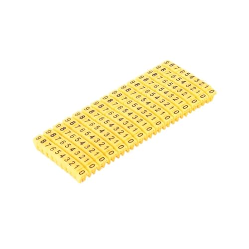Drahtetiketten, Kabelmarkierer, 100/150 Stück Kabelmarkierer, bunte C-Typ-Markierungsnummern-Tag-Etiketten for 2–10 mm Kabelmarkierer-Tag-Etiketten-Netzwerkkabel for Cat5e(Yellow-m-1(2.5mm)) von WUSHADEHANS