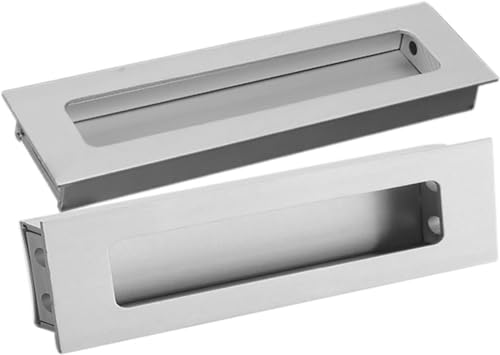 Eingebetteter Türgriff, 2 Stück, unsichtbare bündige Schiebegriffe aus Aluminiumlegierung for Türen, rechteckige Schiebetürgriffe,(Hole Spacing 96mm) von WUSHADEHANS