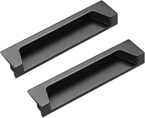 Eingebetteter Türgriff, Einbaugriffe Verdeckte Griffe 2er-Pack Zinklegierung(Matte Black,128mm/5in) von WUSHADEHANS