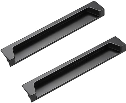 Eingebetteter Türgriff, Einbaugriffe Verdeckte Griffe 2er-Pack Zinklegierung(Matte Black,192mm/7.5in) von WUSHADEHANS