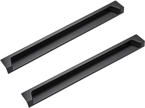 Eingebetteter Türgriff, Einbaugriffe Verdeckte Griffe 2er-Pack Zinklegierung(Matte Black,288mm/11in) von WUSHADEHANS