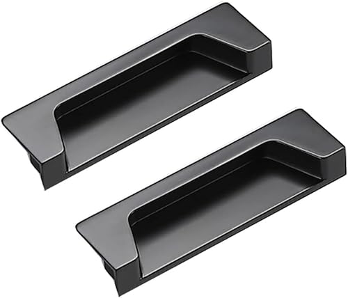 Eingebetteter Türgriff, Einbaugriffe Verdeckte Griffe 2er-Pack Zinklegierung(Matte Black,96mm/3.7in) von WUSHADEHANS
