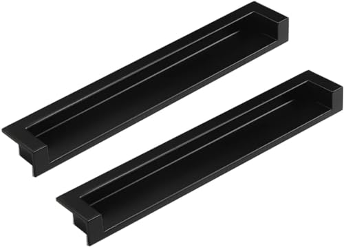 Eingebetteter Türgriff, Versenkte, unsichtbare Griffe for Schrankschubladen und Schiebetüren, 2er-Pack(Matte Black,188mm/7.4in) von WUSHADEHANS
