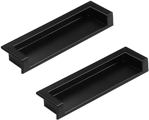 Eingebetteter Türgriff, Versenkte, unsichtbare Griffe for Schrankschubladen und Schiebetüren, 2er-Pack(Matte Black,96mm/3.7in) von WUSHADEHANS