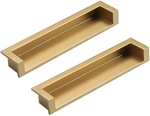 Eingebetteter Türgriff, Versenkte, unsichtbare Griffe for Schrankschubladen und Schiebetüren, 2er-Pack(Sand Golden,128mm/5in) von WUSHADEHANS