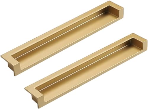 Eingebetteter Türgriff, Versenkte, unsichtbare Griffe for Schrankschubladen und Schiebetüren, 2er-Pack(Sand Golden,188mm/7.4in) von WUSHADEHANS