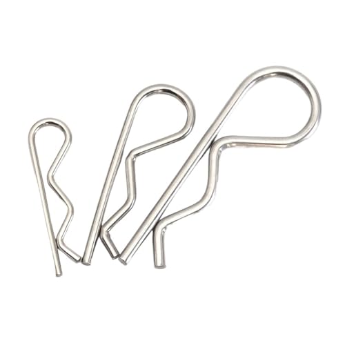 R-Clips aus Edelstahl, 30/20/10 Stück Edelstahl R-Typ Federsplint Feststift Doppelknoten Kfz-Traktion Metallstift-Verschlussverschlüsse(30Pcs D1.8xL35) von WUSHADEHANS