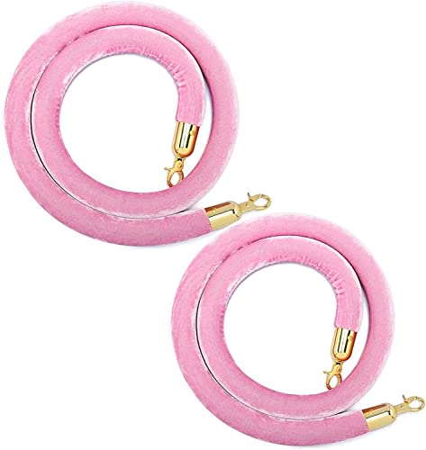 Samt-Stangenseil mit Verschlüssen, 2 Stück Absperrseil for Warteschlangen for Hochzeiten/Hotels, Absperrseil aus Samt mit goldenen Haken(Pink,2.5m/8.2ft) von WUSHADEHANS