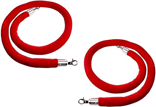Samt-Stangenseil mit Verschlüssen, Absperrseile aus rotem Samt mit Edelstahlhaken, Absperrpfosten for Warteschlangen for Hochzeiten, Konzerte und Autoshows(120cm/4ft) von WUSHADEHANS