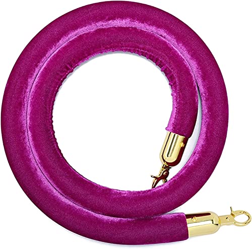 Samt-Stangenseil mit Verschlüssen, Seilabsperrung, 1,5 m, Absperrseil zur Kontrolle von Menschenmengen mit Haken, 3 cm dickes Samt-Absperrseil for Partys, Hotels(Purple) von WUSHADEHANS