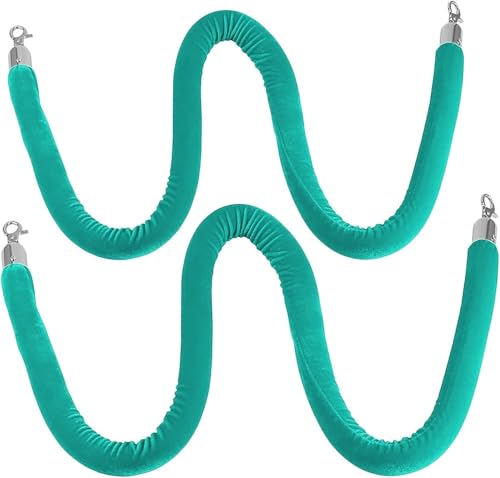 Samt-Stangenseil mit Verschlüssen, Seilabsperrung, 2er-Set, Pfosten-/Stützenseile for Party-Event, Modenschau, Warteschlangen-Hindernisteiler(Green,180cm/6ft) von WUSHADEHANS