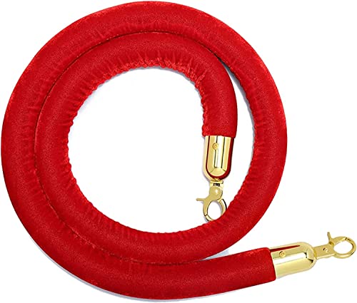 Samt-Stangenseil mit Verschlüssen, Seilabsperrung, 3 cm dick, Absperrseil zur Kontrolle von Menschenmengen mit Haken, Samt-Ersatzseil for roten Teppich, 1,5 m lang(Red) von WUSHADEHANS