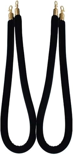 Samt-Stangenseil mit Verschlüssen, Seilabsperrung VIP-Seil for Partyhochzeiten, 2er-Pack(Black,250cm/8ft) von WUSHADEHANS