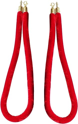 Samt-Stangenseil mit Verschlüssen, Seilabsperrung VIP-Seil for Partyhochzeiten, 2er-Pack(Red,300cm/10ft) von WUSHADEHANS