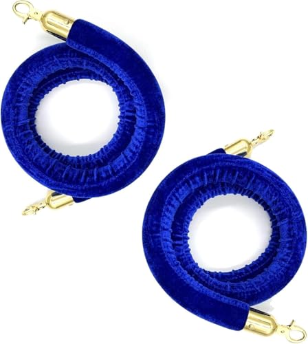 Samt-Stangenseil mit Verschlüssen, Seile for Eingangspfosten, Samt-Pfostenseil mit poliertem Goldhaken, 2 Stück(0.6m/2ft) von WUSHADEHANS