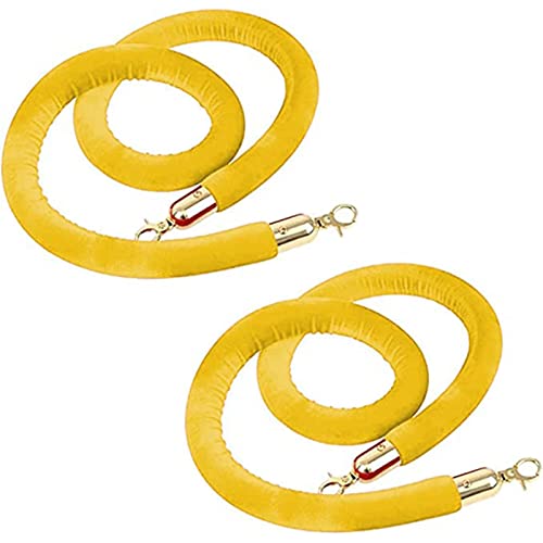 Samt-Stützseil mit Verschlüssen, Absperrseil aus Samt mit goldenen Verschlüssen, Absperrseile zur Kontrolle von Menschenmengen, 2er-Pack, Samtseil for große Eröffnungen, Absperrseile for Aufhängen mit von WUSHADEHANS