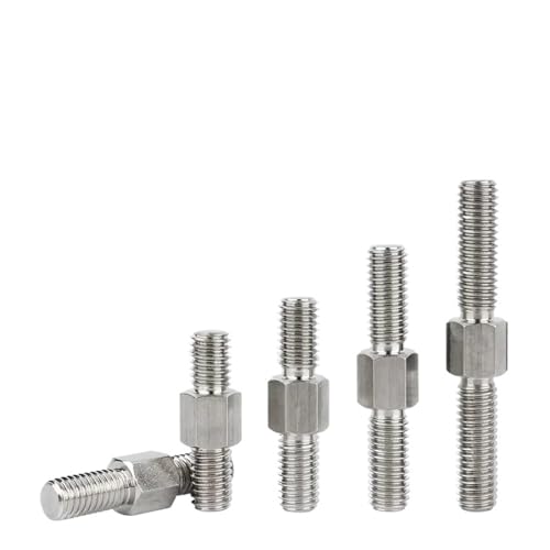 WUSHADEHANS Doppelte Gewindestange, M4 M5 M6 M8 M10 M12 M14 M16 304 Edelstahl Links- und Rechtsgewinde Doppelgewindestange Doppelendgewinde-Stabbolzen(M8*50mm-5pcs) von WUSHADEHANS