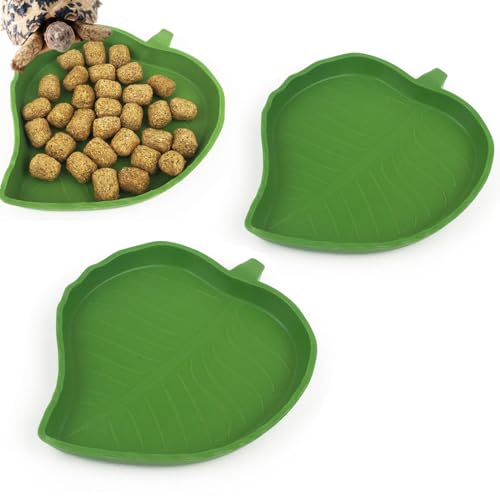 WUSJCOF 2pcs Blatt Reptilien Futter Wassernapf Reptilien Schildkröten Futternapf Flacher Trinknapf Wassernapf geeignet für Eidechsen Hamster Schlangen 2 Größen von WUSJCOF