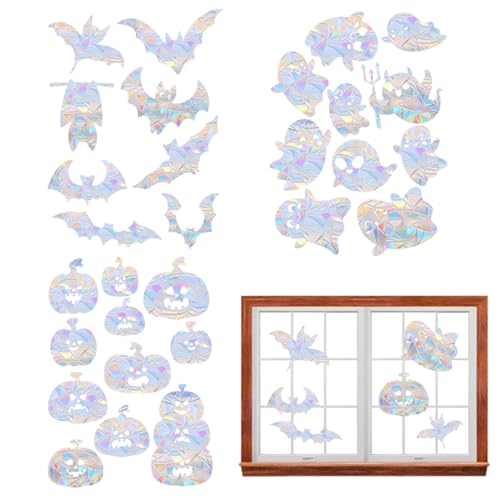 WUSJCOF 3 Set Anti-Kollisions-Fensteraufkleber für Vogelschläge, Halloween Geschenke,Halloween Fenster Aufkleber, statische Aufkleber für Tür und Fenster (30 x 22 cm,Drei Modelle) von WUSJCOF