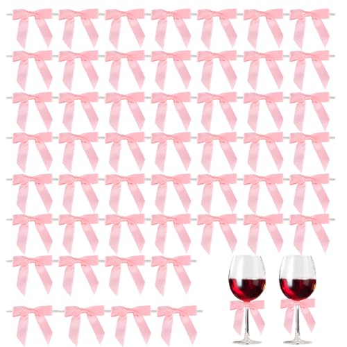 WUSJCOF 50 Stück Geschenkschleifen Kleine Schleifen Geschenk Schleifen Geschenk Deko für Weihnachten Hochzeiten und Geschenkverpackungen (Rosa) von WUSJCOF