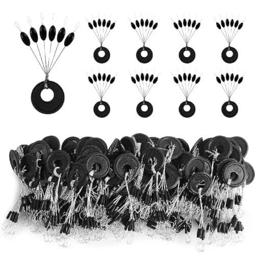 WUSJCOF 600 Gummi Angeln Bobber Stopper - Gummistopper Schnurstopper Angeln - 6-in-1 Gummiperlen Posen Angeln(Schwarz oder gelb) von WUSJCOF