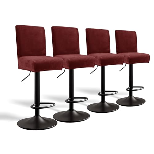 WUSOUPU Barhocker-Bezug aus Samt (4, Weinrot) von WUSOUPU