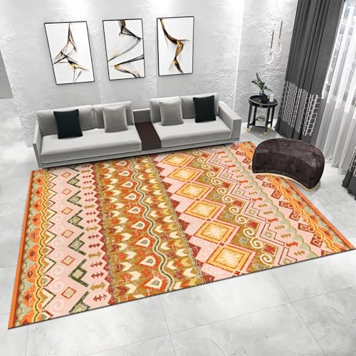 WUTONG Kurzflor Fussmatten Haustür Orange 80x120cm，Moderne Geometrie Pflegeleicht für Eingangsbereich,Esszimmer,Flur von WUTONG
