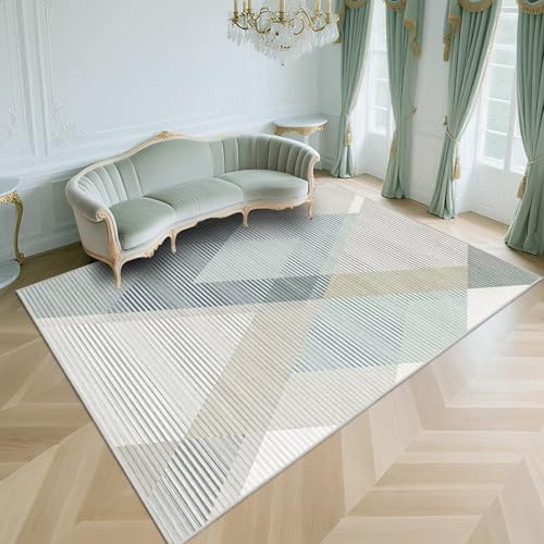 WUTONG Kurzflor Moderne Teppiche Wohnzimmer Hellblau 80x120cm，Geometrische Muster Waschbar In Waschmaschine für Jugendzimmer,Terrasse,Küche von WUTONG