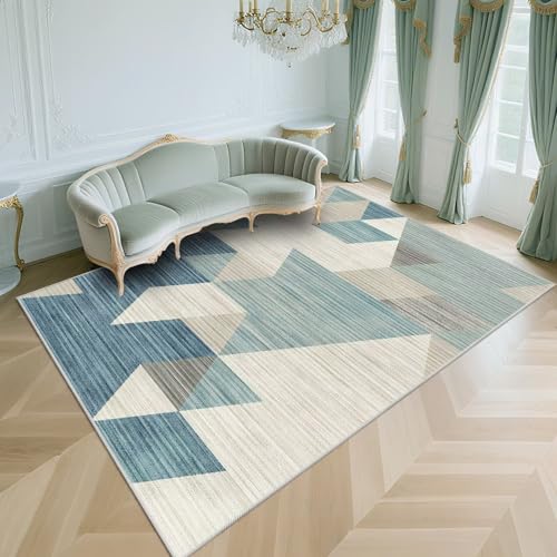WUTONG Kurzflor Teppich Wohnzimmer Blau 180x280cm，Moderne Geometrie Kuschelig Weich für Kindermädchen,Wohn,Vorzimmer von WUTONG