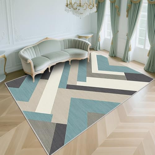 WUTONG Kurzflor Wohnzimmerteppich Modern Blau 100x170cm,Geometrische Muster Antirutsch für Gaming Zimmer,Balkon,Bürostuhl WUTONG Kurzflor Wohnzimmerteppich Modern Blau 100x170cm,Geometrische Muster Antirutsch für Gaming Zimmer,Balkon,Bürostuhl von WUTONG