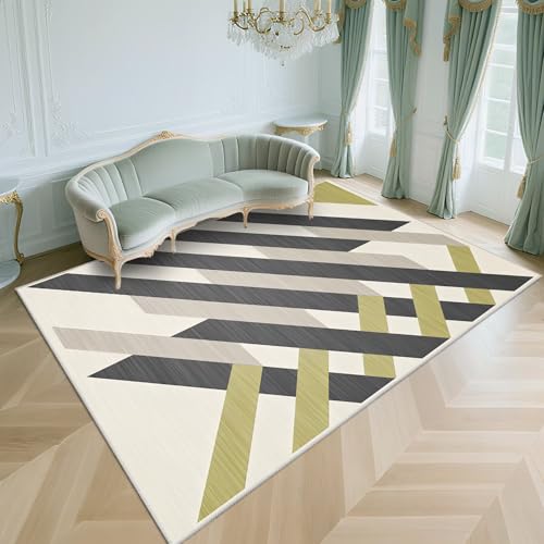 WUTONG Teppich Wohnzimmer 160x200cm,Waschbarer Kurzflor,Moderner Geometrie，rutschfest Design für Schlafzimmer,Wohnungs,Küche,Grau von WUTONG
