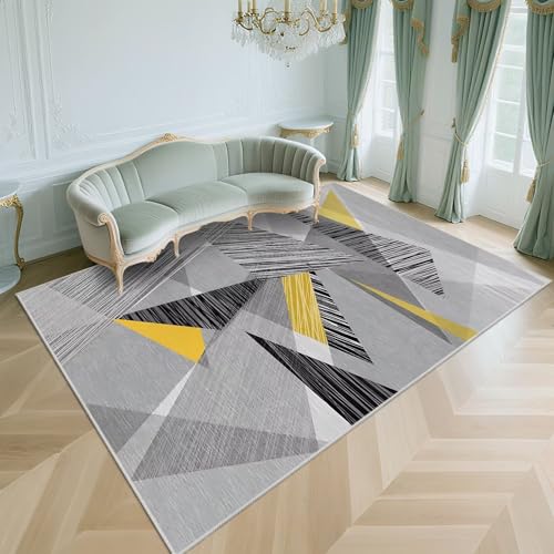 WUTONG Teppich Wohnzimmer 200x300cm,Waschbarer Kurzflor,Moderner Geometrie，rutschfest Design für Schlafzimmer,Vorzimmer,Terassenaussen,Grau von WUTONG