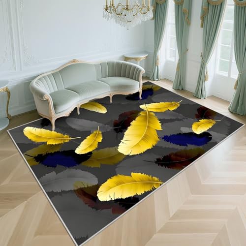 WUTONG Waschbar Couch Teppich Wohnzimmer Dunkelgrau 180x250cm，Federmuster Kurzflor für Schlafzimmer,Büro,Küche von WUTONG