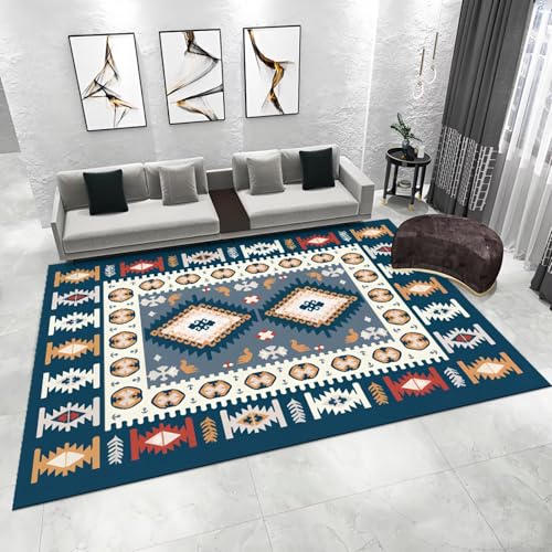 WUTONG Waschbar Großer Kinderteppich Mädchen Blau 200x300cm，Moderne Geometrie Kurzflor,Kuschel für Wohnungs,Balkon,Wohnzimmer von WUTONG