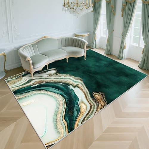 WUTONG Waschbar Großer Teppich Wohnzimmer Dunkelgrün 200x250cm,Moderne Kunst Kurzflor,Kuschel für Schlafzimmer,Wohnungs,Terrasse von WUTONG