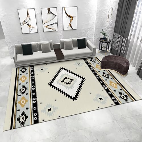 WUTONG Waschbar In Waschmaschine Teppich Schlafzimmer Klein Hellgrau 50x80cm，Geometrische Muster Pflegeleicht für Wohn,Vorzimmer,Esszimmer von WUTONG